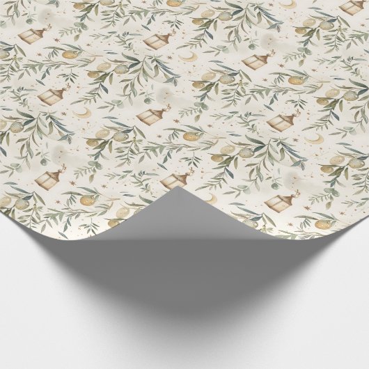 Olive Branch & Lantern Islamic Gift Wrap Roll Geschenkpapier (Ecke)