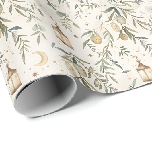 Olive Branch & Lantern Islamic Gift Wrap Roll Geschenkpapier (Rolleneckpunkt)