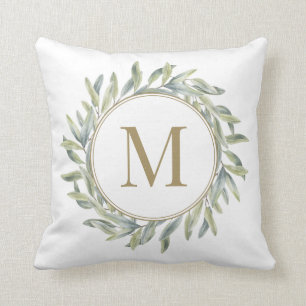 Olive Branch Laurel Wreath Personalisiert Monogram Kissen