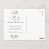 Olive Branch minimale Aquarellfarben Brautantwort Postkarte (Rückseite)