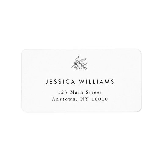 Olive Branch - Minimalistische Rücksendeadresse Adressaufkleber (Vorne)