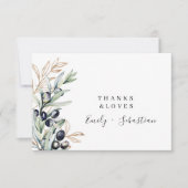 Olive Branch Moderne Elegante Hochzeit Dankeschön Dankeskarte (Vorderseite)