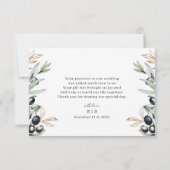 Olive Branch Moderne Elegante Hochzeit Dankeschön Dankeskarte (Rückseite)