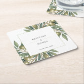 Olive Branch Moderne mediterrane Hochzeit Rechteckiger Pappuntersetzer (angewinkelt)