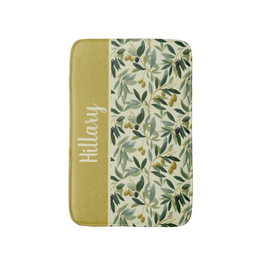 Olive Branch Monogram Name Badematte (Vorderseite Vertikal)