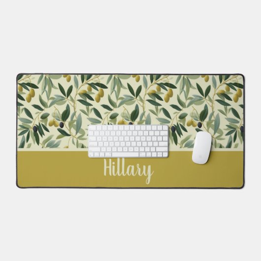 Olive Branch Monogram Name Schreibtischunterlage (Tastatur & Maus)