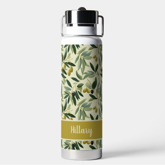 Olive Branch Monogram Name Trinkflasche (Hinten)