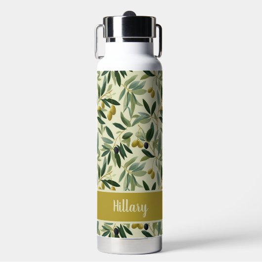 Olive Branch Monogram Name Trinkflasche (Vorderseite)