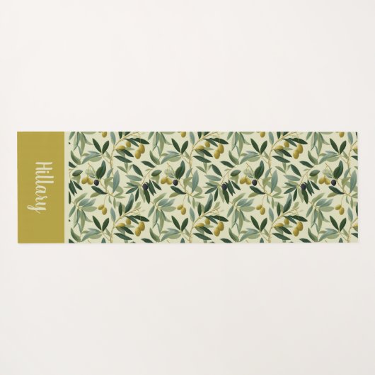 Olive Branch Monogram Name Yogamatte (Rückseite (Horizontal))