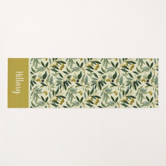 Olive Branch Monogram Name Yogamatte (Vorderseite (Horizontal))