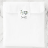 Olive Branch Monogram Wedding Umschlag Aufkleber (Tasche)