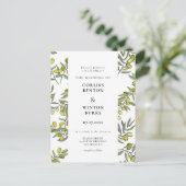 Olive Branch Muster Hochzeitseinladung Postkarte (Stehend Vorderseite)