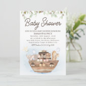 Olive Branch Noah's Ark Boys Baby Shower Einladung (Stehend Vorderseite)