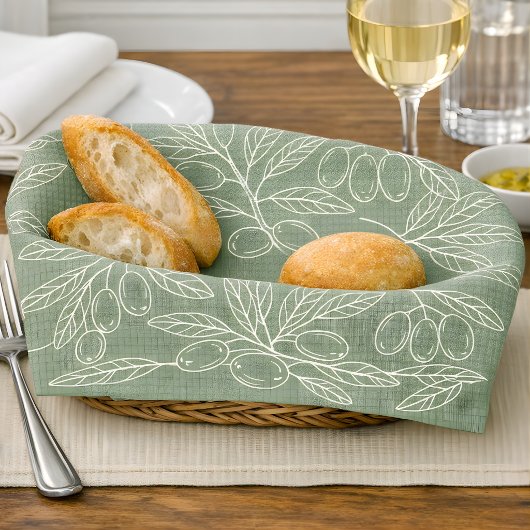 Olive Branch Pattern Sage Green Geschirrtuch