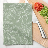 Olive Branch Pattern Sage Green Geschirrtuch