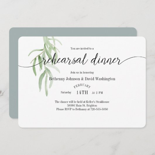 Olive Branch Probe Dinner Einladung (Vorne/Hinten)