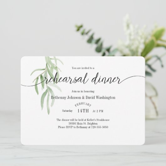 Olive Branch Probe Dinner Einladung (Stehend Vorderseite)