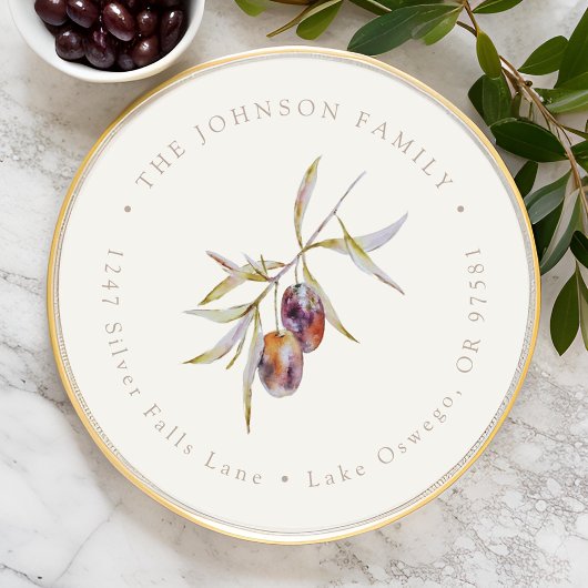 Olive Branch Rücksendeadresse Classic Rou Runder Aufkleber