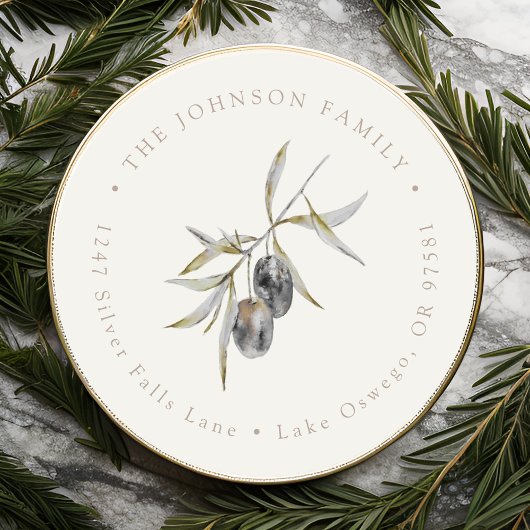 Olive Branch Rücksendeadresse Runder Aufkleber