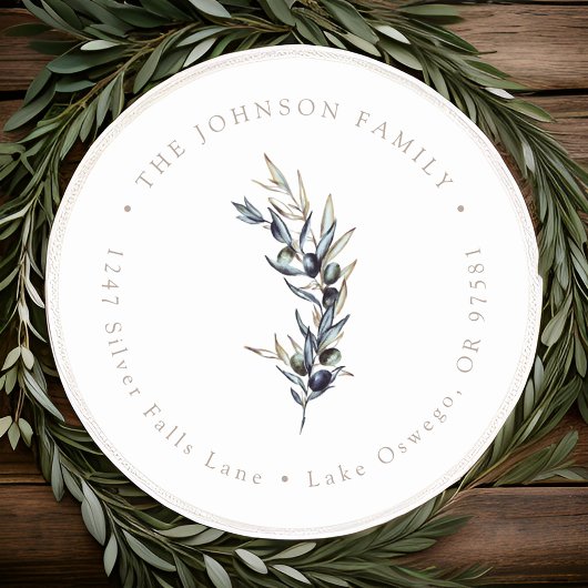 Olive Branch Rücksendeadresse Runder Aufkleber