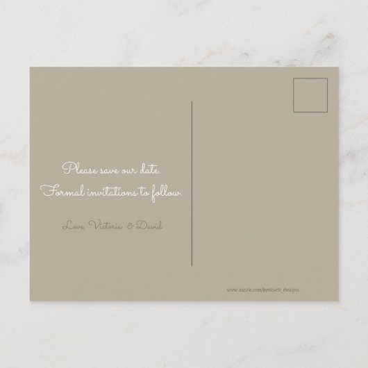 Olive Branch Save the Date Ankündigungspostkarte (Rückseite)