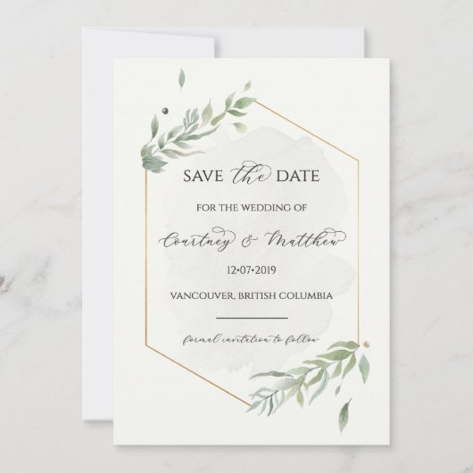 Olive Branch Save the Date Card (Vorderseite)