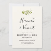 Olive Branch Save the Date Karte | Elfenbein (Vorderseite)