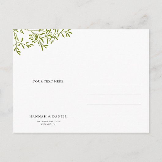 Olive Branch Save the Date Postkarte (Rückseite)