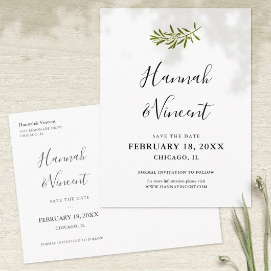Olive Branch Save the Date Postkarte