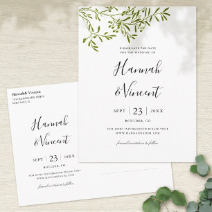 Olive Branch Save-the-Date-Postkarte Ankündigungspostkarte