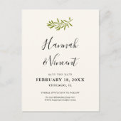 Olive Branch Save the Date Postkarte | Elfenbein (Vorderseite)