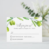 Olive Branch Script Classic Respektkarte RSVP Karte (Stehend Vorderseite)