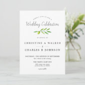 Olive Branch Script Classic Wedding Einladung (Stehend Vorderseite)