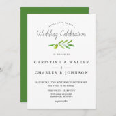 Olive Branch Script Classic Wedding Einladung (Vorne/Hinten)