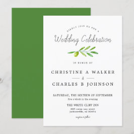 Olive Branch Script Classic Wedding Einladung