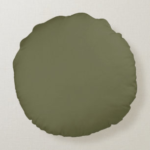 Olive Branch Solid Color PANTONE 18-0527 AW 2022 Rundes Kissen