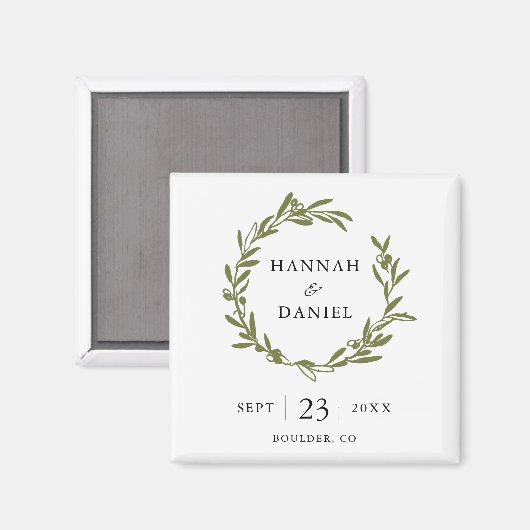 Olive Branch Speichern Sie das Date Magnet (Vorderseite/Rückseite)