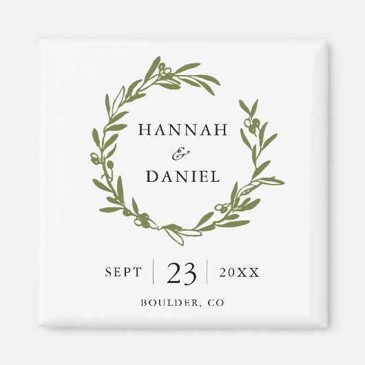 Olive Branch Speichern Sie das Date Magnet (Vorne)