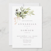 Olive Branch Watercolor Elegant Minimalist Wedding Einladung (Vorderseite)