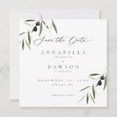 Olive Branch Watercolor Elegant Minimalist Wedding Save The Date (Vorderseite)
