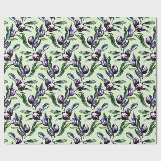 Olive Branch Watercolor Pattern Geschenkpapier (Flach)