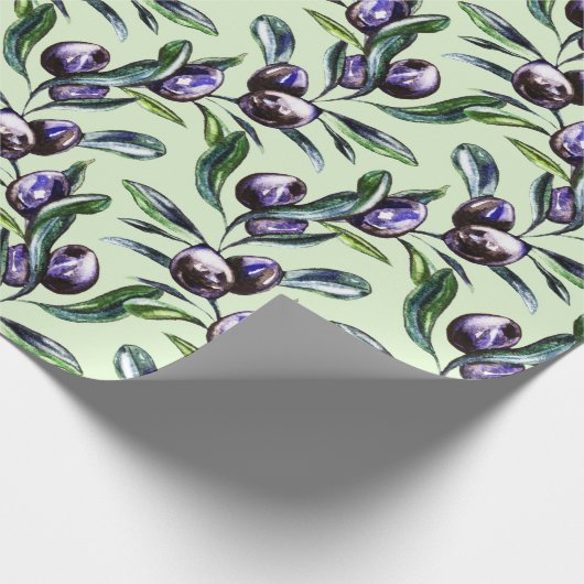 Olive Branch Watercolor Pattern Geschenkpapier (Ecke)