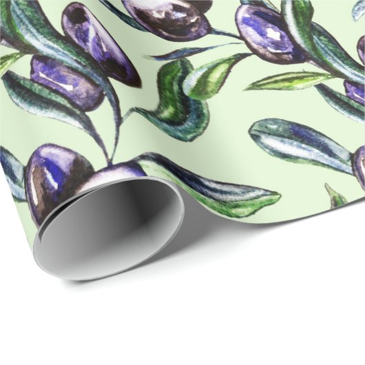 Olive Branch Watercolor Pattern Geschenkpapier (Rolleneckpunkt)
