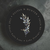 Olive Branch Wedding Couple Names Rücksendeadresse Runder Aufkleber