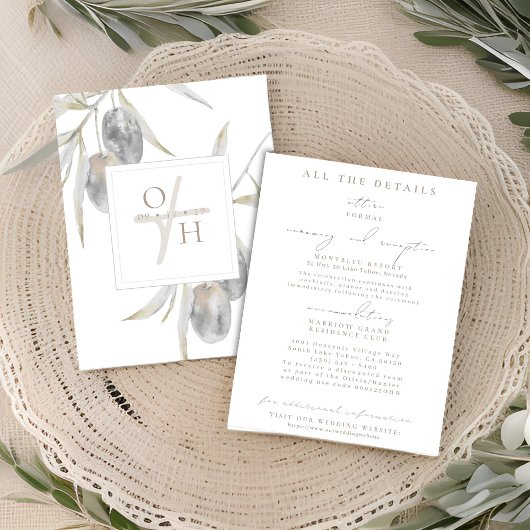 Olive Branch Wedding Details Karten