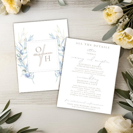 Olive Branch Wedding Details Karten
