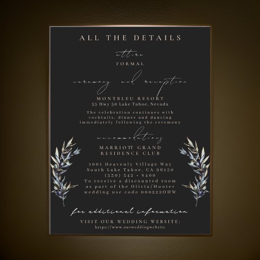 Olive Branch Wedding Details Karten
