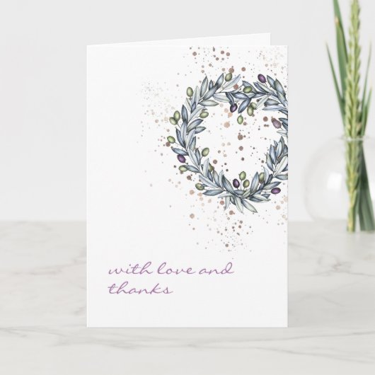 Olive Branch Wedding Folded Liebe & Dankcard Dankeskarte (Vorderseite)
