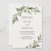 Olive Branch Wedding Invitation | Mediterranean Einladung (Vorderseite)