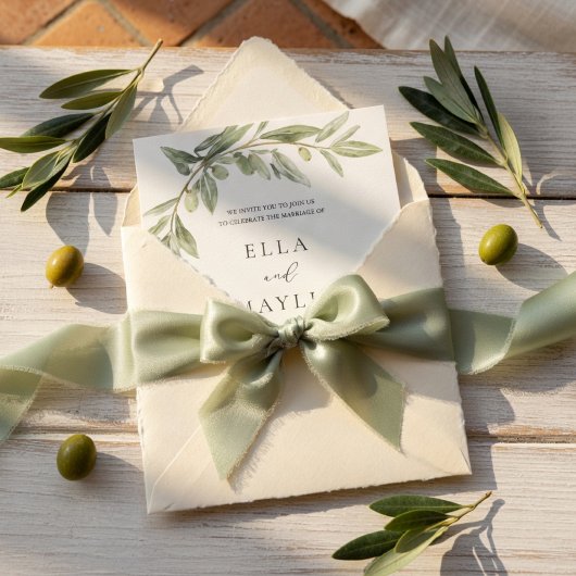 Olive Branch Wedding Invitation | Mediterranean Einladung